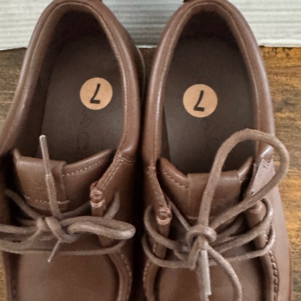 COACH Mens DARK SADDLE Brown Banks Leather Lug Oxford‎ Boots US Size 7 - Picture 8 of 10